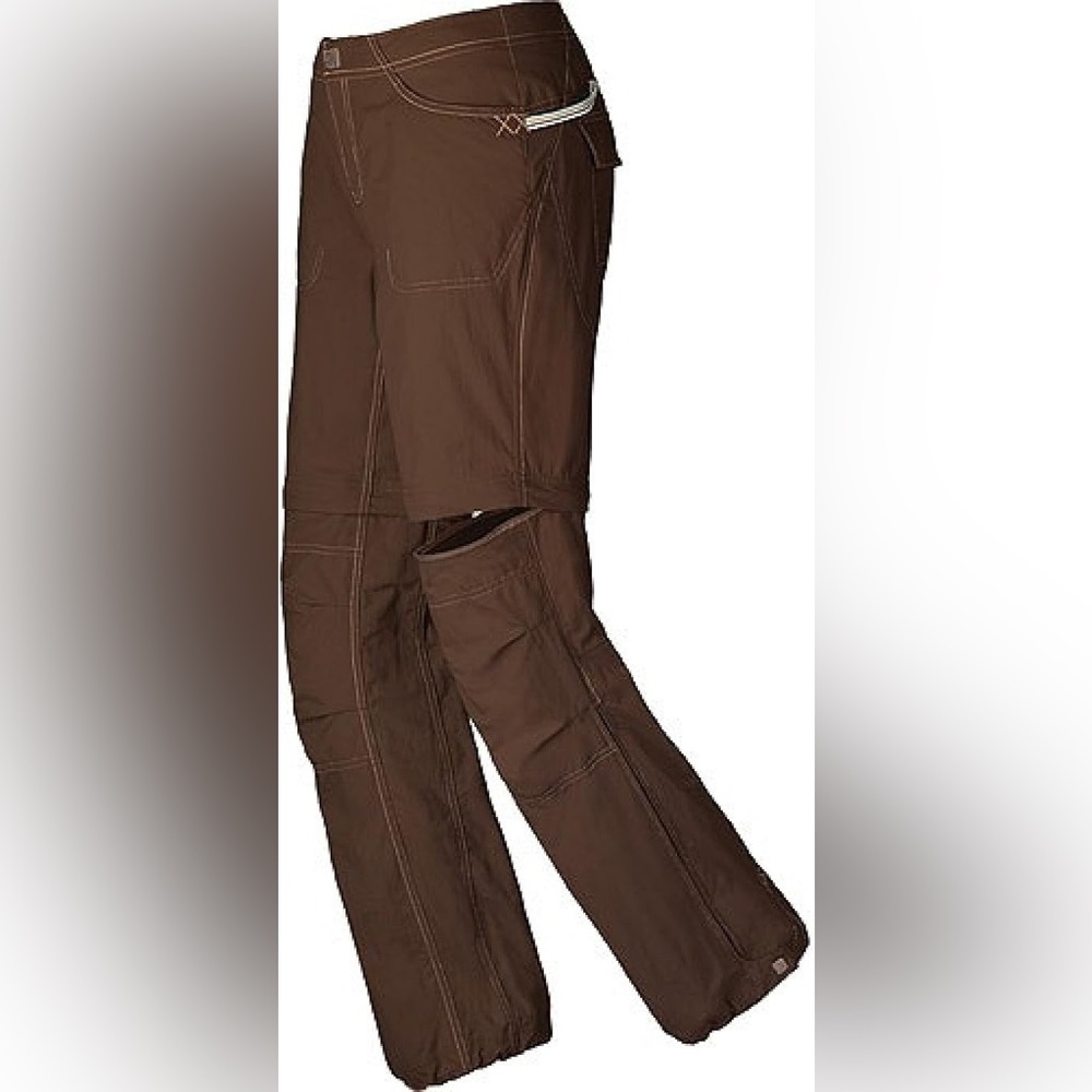 Mountain hardwear hiking convertible pants shorts brown outdoors UPF 50 size 4